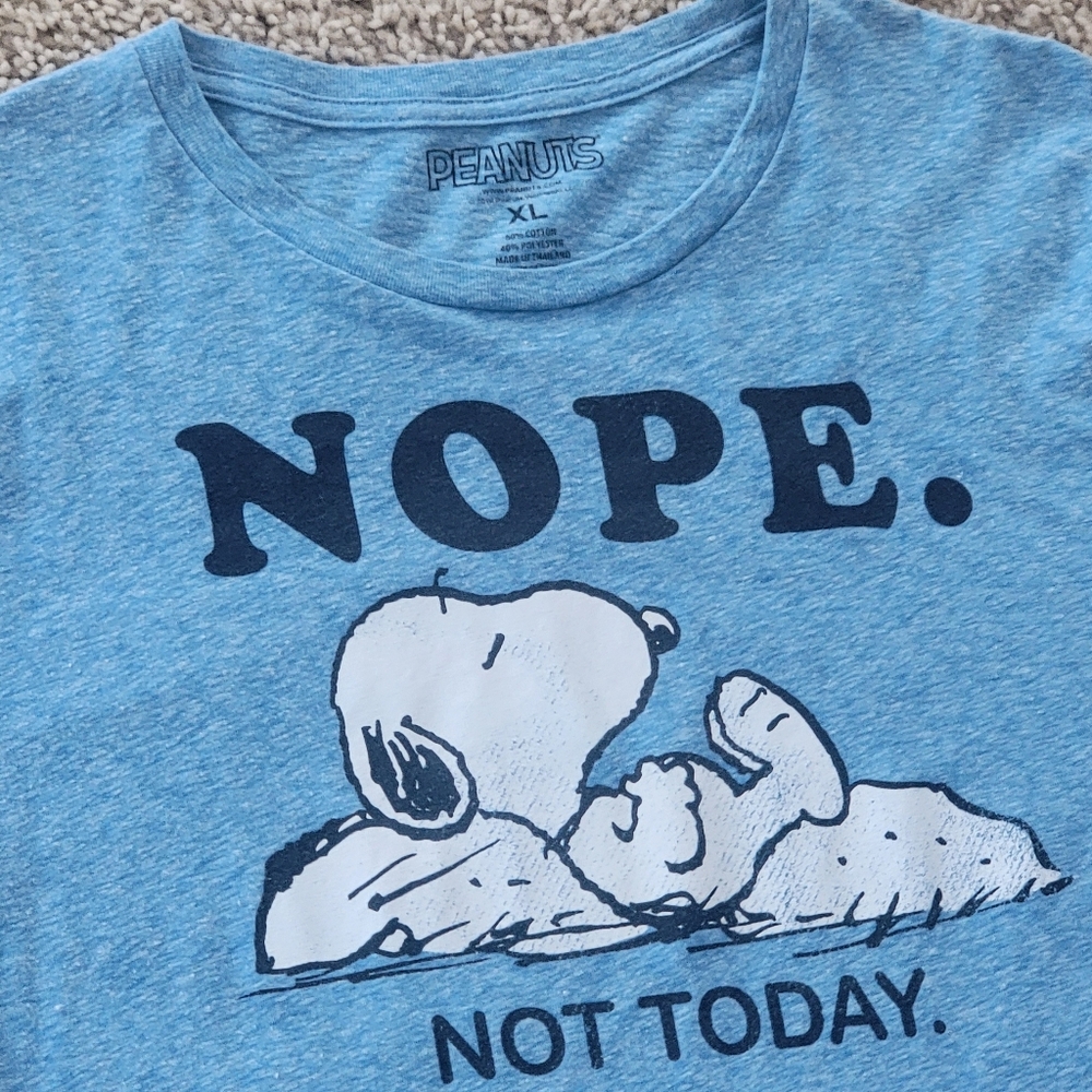 Men's XL Peanuts Snoopy "Nope Not Today" Graphic Tee Shirt T-Shirt - Picture 2 of 4